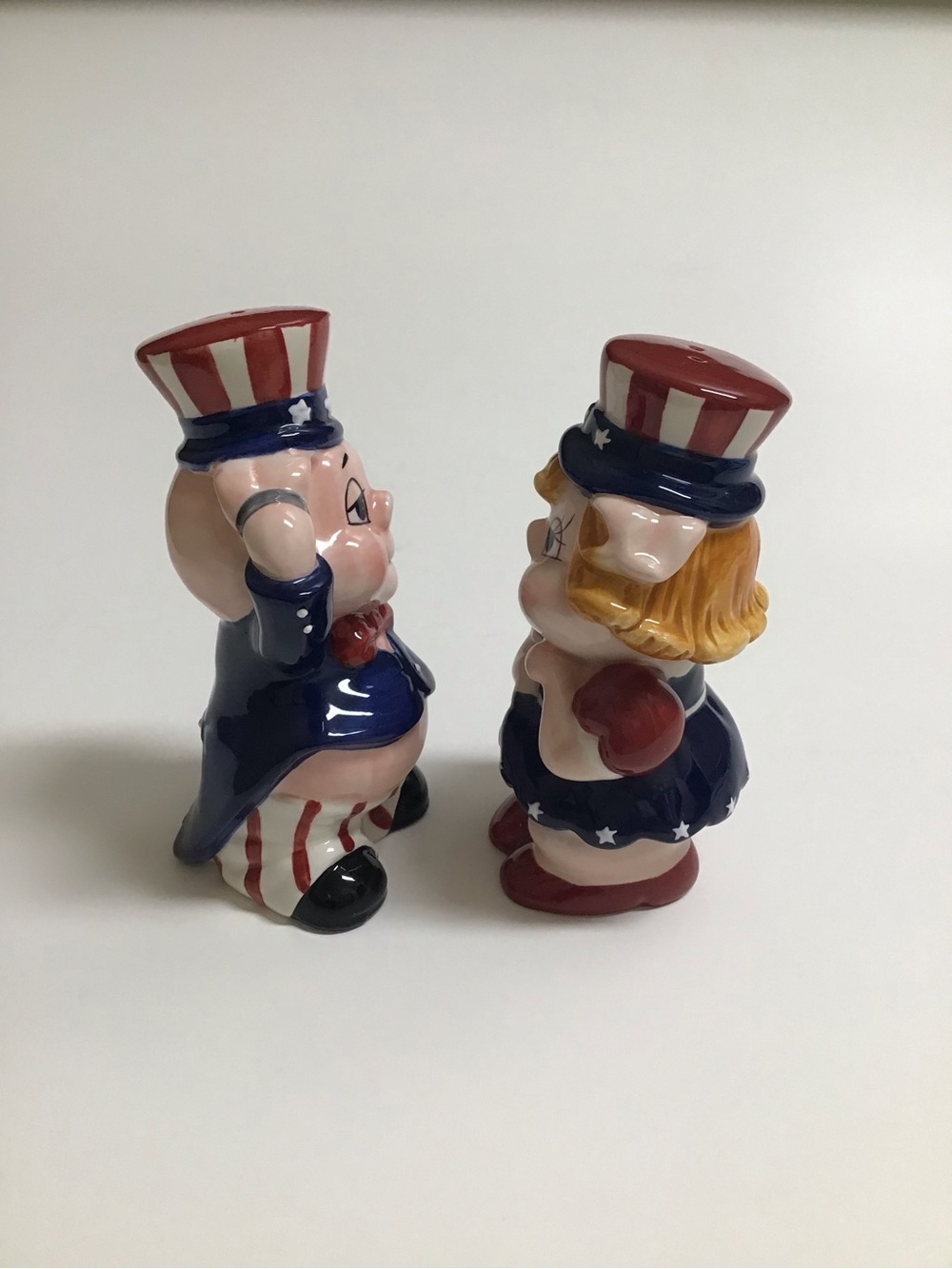 Patriotic Pigs Salt & Pepper Shakers Uncle Sam Americana USA Ceramic 4th of July - Picture 11 of 14